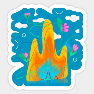 Fire and Flowers in the sky Sticker